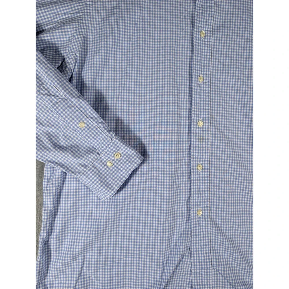 Polo Ralph Lauren Men's XL 17.5 Gingham Button Down Shirt Blue White Classic Fit